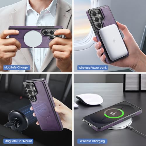 Funda de piel para Samsung S26 Ultra acabado premium morado 3