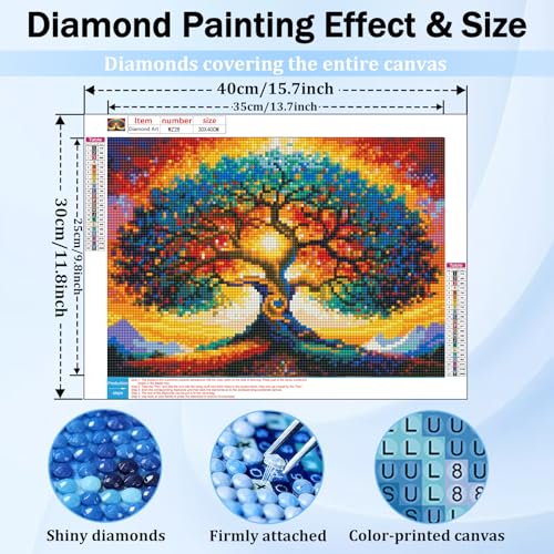 XTCIXAL Diamond Art Kits for Adults, Tree of Life 5D Diamond Painting Kits Dots for Adults Beginner, DIY Tree Full Round Gem Crystal Art Paint by Diamond, Home Wall Decor 12x16 inch — view 2