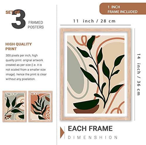 Image of kotart Nature Modern Framed Wall Art for Decoration - Boho Wall Art for Living Room, Bedroom - Big Size Painting Set of 3 (Art 6, 10x13 inch)