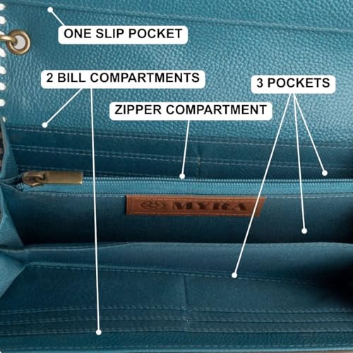 Myra Bag Western Leather Floral Wristlet Wallet for Women - Turquoise4