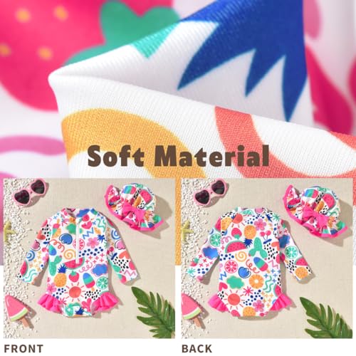 Image of Aalizzwell Baby Girls Long Sleeve One Piece Swimsuit with Hat