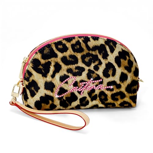 Jooniter Wristlet Wallets for Women Leopard Clutch Purses for Women Wristlet Wallet Small Checkered Handbag for Keys Phones Rose Red