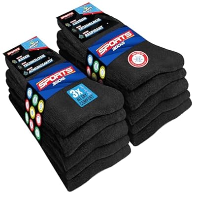 SOXCO 10 Pares Calcetines Hombre Altos Calcetines Deporte Running  paquete de 10  EU 43-46  Negro Sólido 