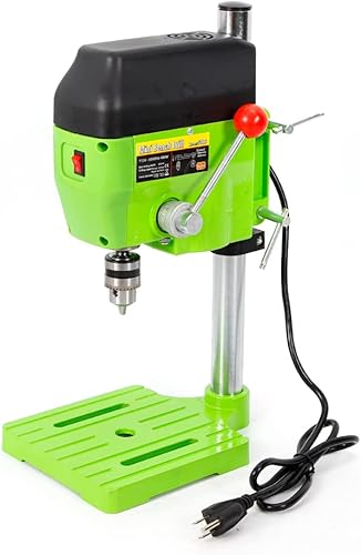 Banco de prensa de taladro, prensa de taladro eléctrica de sobremesa con mini banco ajustable de 2 velocidades, máquina de perforación de madera,