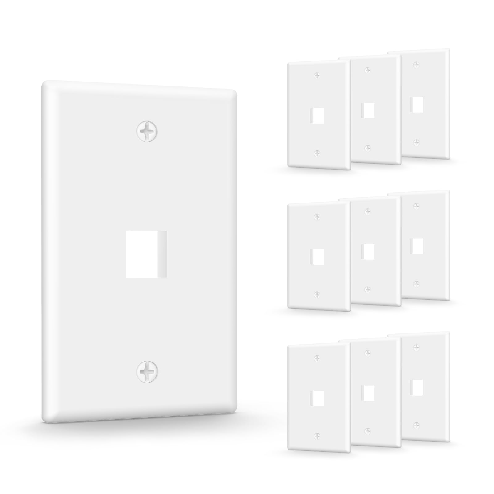 VCE 1-Port Keystone Wall Plate (UL Listed), White 10-Pack