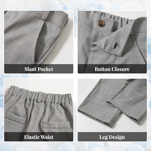 Image of Volunboy Baby Boys Formal Wedding Ring Bearer Outfits Toddler Gentleman Bowtie Vest Guest Suits Dress Shirt Pants Set