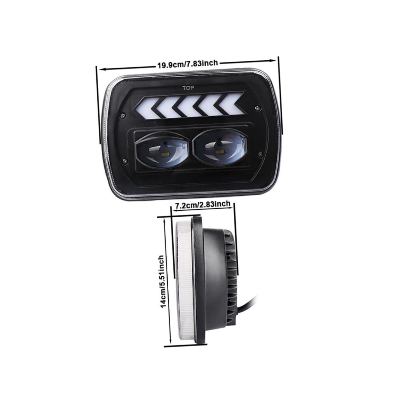 Faro LED Anabbagliante e Abbagliante 5x7 per Fuoristrada | 1 Coppia, Lega di Alluminio, Ip67, Nero, 3060lm, Indicatori di Direzione Scorrevoli