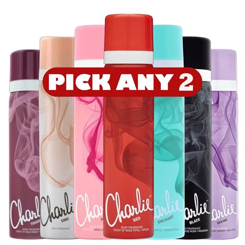 Charlie Body Fragrance Spray - Pick Any 2 | Long-Lasting Scent | Choose from Touch, Chic, Red, Enchant, Black, or Divine | 2 x 75ml