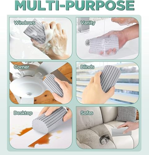 Image of Dusting Sponge Duster, Grey Dust Cleaning Sponge, Reusable Household Cleaning Sponge Tool for Blinds