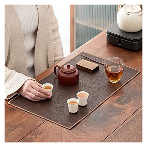 Chemin de table en cuir imperméable et thermo-résistant marron facile à nettoyer
