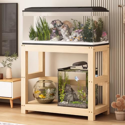 Mueble Para Acuario De Madera Maciza De Estilo Abierto, Mueble Para Acuario Ecológico Acolchado Y Antideslizante, Diseñado Para El Paisajismo De Acuarios Domésticos(70x45cm/27.6x17.7in)