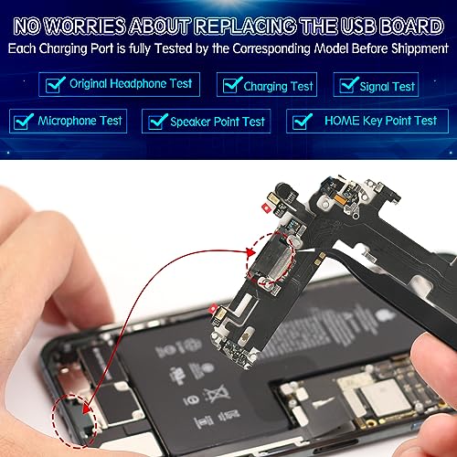 RongZy Dock Connector for iPhone 13 Charging Socket with Flex Cable Compatible with iPhone 13 USB Charging Port Replacement - Image 4