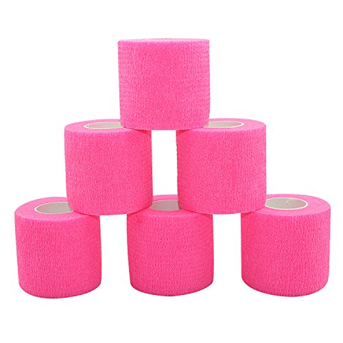 自己スティック包帯ラテックス 6巻 5CM x 4.5M ストレッチスポーツラップ (6巻, ピンク)