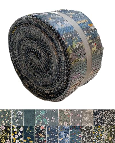 40 Strip Jelly Roll Fabric Strips for Sewing, 100% Cotton Fabric for Quilting Crafting, Precut...
