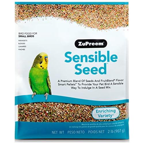 ZuPreem Sensible Seed Bird Food for Small Birds, 2 lb – Premium Blend of Seeds and FruitBlend Pellets for Parakeets, Budgies, Parrotlets, Canaries, Finches