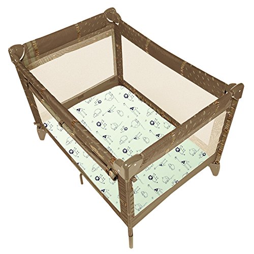 Kushies Baby Portable Playpen Fitted Sheet GREEN SAFARI