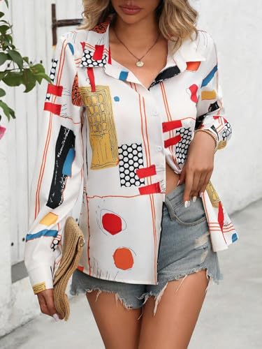 Image of TOPLOT Women's Shirt | Stylish Top Design | Modern Abstract & Floral Prints | Classic Collar with Front Closure for Polished and Everyday Styling | Long Sleeve Casual (5110)