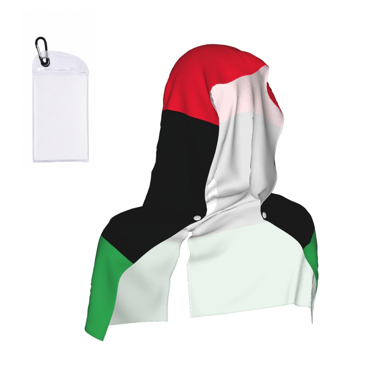 DUWAA Libyan Flag Print Cooling Hooded Sports Towel, 30×60cm Quick Drying Summer Cool Head Wrap For Neck And Face