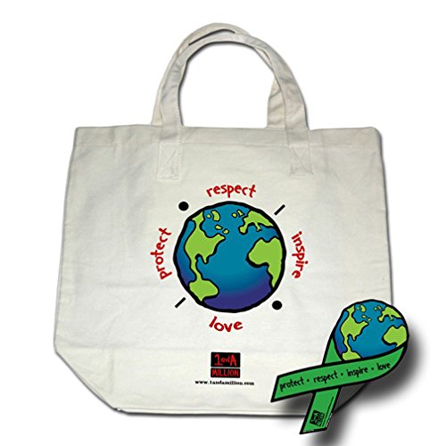 100% Organic Cotton Canvas Earth Tote Bag & Earth Ribbon Magnet