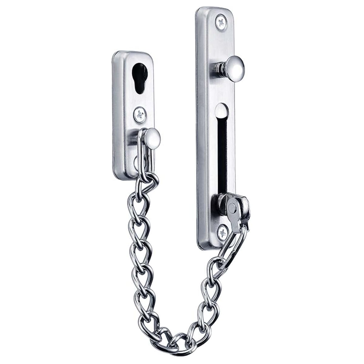 Gorjessfit Silver Door Chain Stainless Steel Security Chain Lock, Door Chains, Sliding Bolt Bolt Guard Safety Lock, Security Private Door Lock With 4 Screws For Front Door, Security For Home, Hotel (Silver)