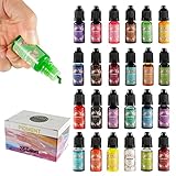 Epoxy Resin Pigment, 24 Colors Non-Toxic Translucent Epoxy Resin Dye Liquid,Concentrated UV Resin...