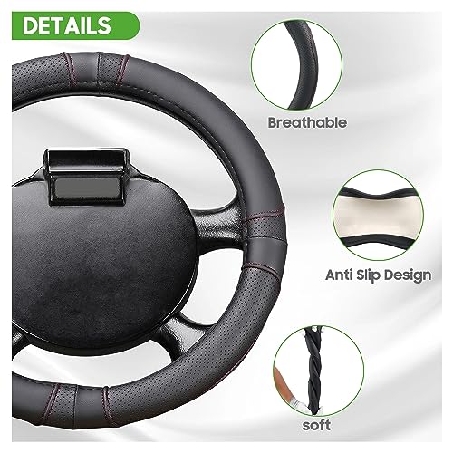10L0L Golf Cart Steering Wheel Cover-13'' Soft And Breathableanti Slip Leather Steering Wheel Cover,Feels Good In Handling- For Ezgo Txt & Rxv #TOP6