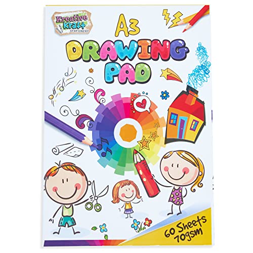 Blocs y Cuadernos de Dibujo para Niños, Bloc de Dibujo A3 Sketchbook 60 Hojas Papel de Esbozar 70 G/m² (Pack of 1)