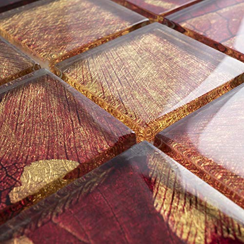 Tslg-03 2X2 Maple Red Glass Mosaic Tile Backsplash For Kitchen And Bath (10 Sheets) #TOP3