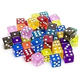 50-Pack Translucent 6-Sided Game Dice, 10 Sets of Vintage Colors, 16mm Dice for Board Games and Teaching Math by Brybelly