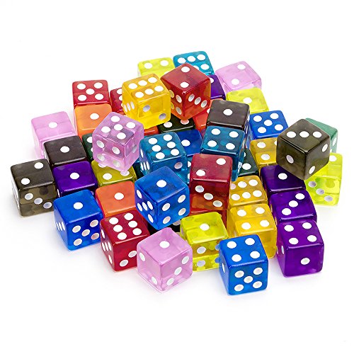Brybelly Bulk Dice for Board Games, Casino Games & Tabletop RPGs - D6 Standard 16mm Game Dice Pack - Variety, 50 Count