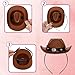 Haakong Cowboy Hat Headband Cowgirl Mini Hat Headbands with Bandana for Women Halloween Birthday Party Favor (Classic, Brown)