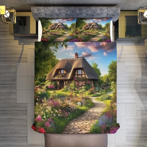 Parure de lit cottage rustique housse de couette king microfibre confortable - 5