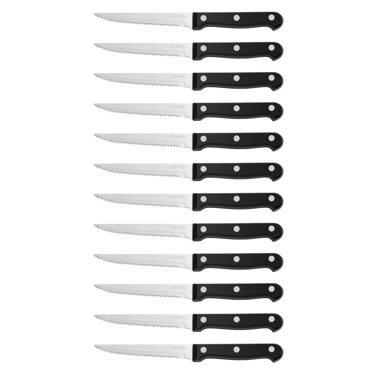 Coltelli da Bistecca 12 Pezzi, Set di Coltelli da Carne, Set di Coltelli Bistecca, Professionale Set Coltello Bistecca, Coltello Affilati con Lama in Acciaio Inox, Coltellos da Tavola