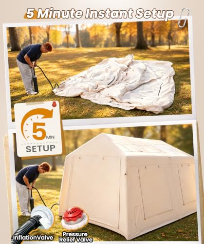 WildFinder Inflatable Tent with Awning, 116 ft² Blow Up Tent,Hot Tent - Image 3