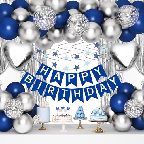 Birthday Decorations for Men, Blue Birthday Party Decorations for Him Her Men Women Boys Girls, Happy Birthday Balloons for Party Decor Suit For 16th 20th 21st 22th 25th 30th 35th 40th 50th 60th 70th by ORDA - Used condition - US$11.41