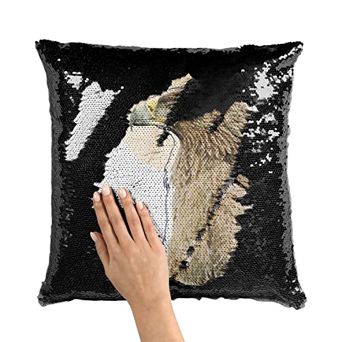 Coussin sequin noir aigle housse paillettes deco design moderne