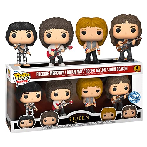 Funko Pop! 4-Pack Rocks: Queen – Freddie Mercury/Brian May/Roger Taylor/John Deacon (Special Edition) Vinyl Figures - Les Beatles, Paul McCartney, John Lennon, RIngo Starr, George Harrison Funko Pop! 4-Pack Rocks: Queen - Freddie Mercury/Brian May/Roger Taylor/John Deacon (Special Edition) Vinyl Figures – Image 4