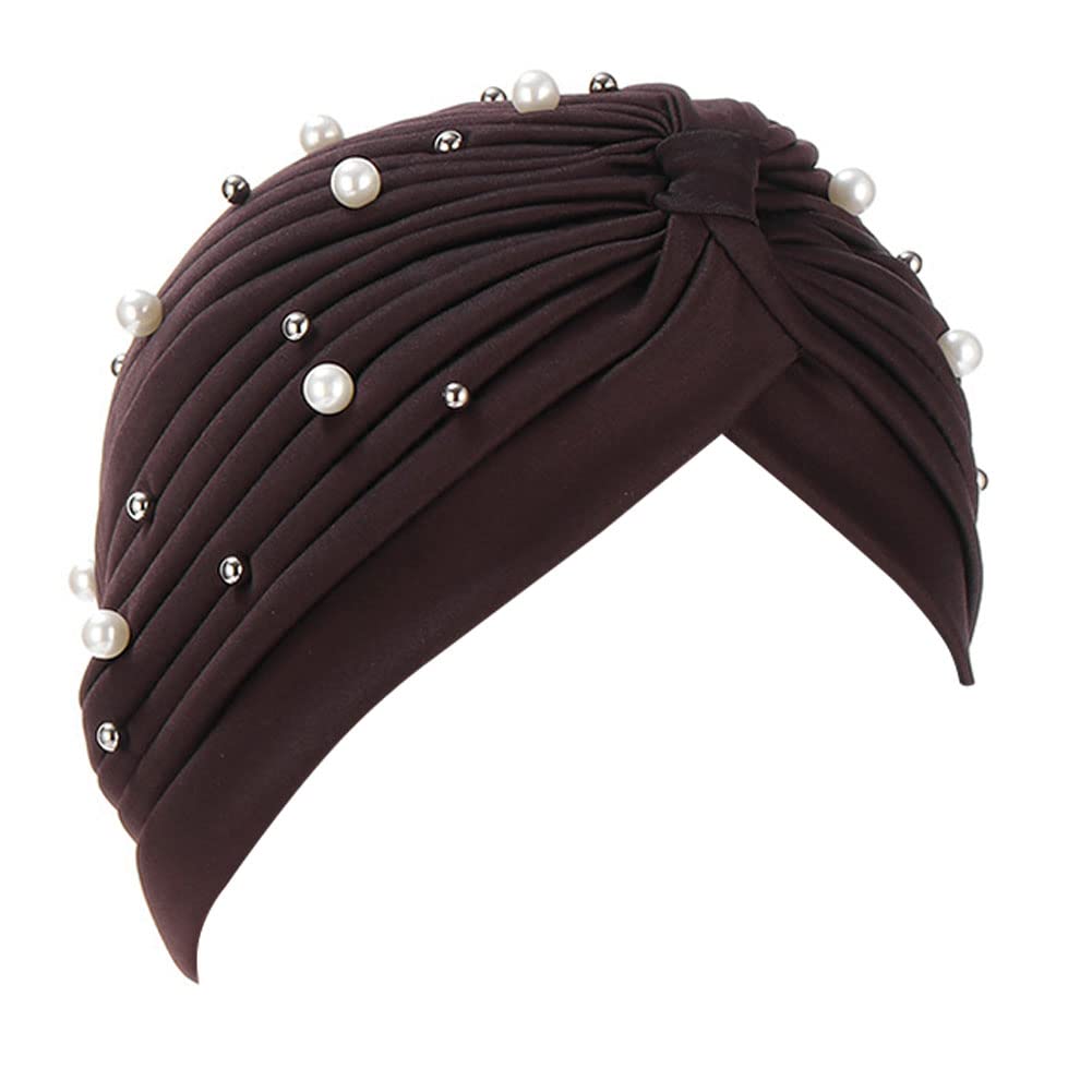 Fxhixiy Turban Hats for Women Beaded Pre Tied Knot Hats Chemo Beanies Headwrap caps for Cancer Hair Cover