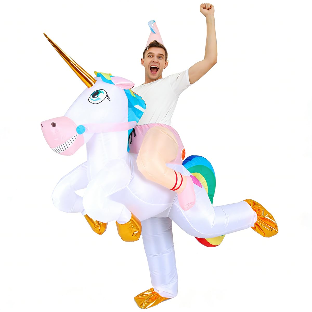 Disfraz inflable de unicornio para adultos, disfraces de unicornio inflables de lujo para adultos