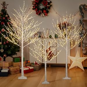 Lightshare Lighted Birch Twig Tree with Fairy Lights 4FT, 6FT and 8FT, Pack of 3 Warm White for Indoor Outdoor Home Christmas Holiday Decoration Lightshare Lighted Birch Twig Tree with Fairy Lights 4FT 6FT and 8FT Pack of 3 Warm White for Indoor Outdoor Home Christmas Holiday Decoration