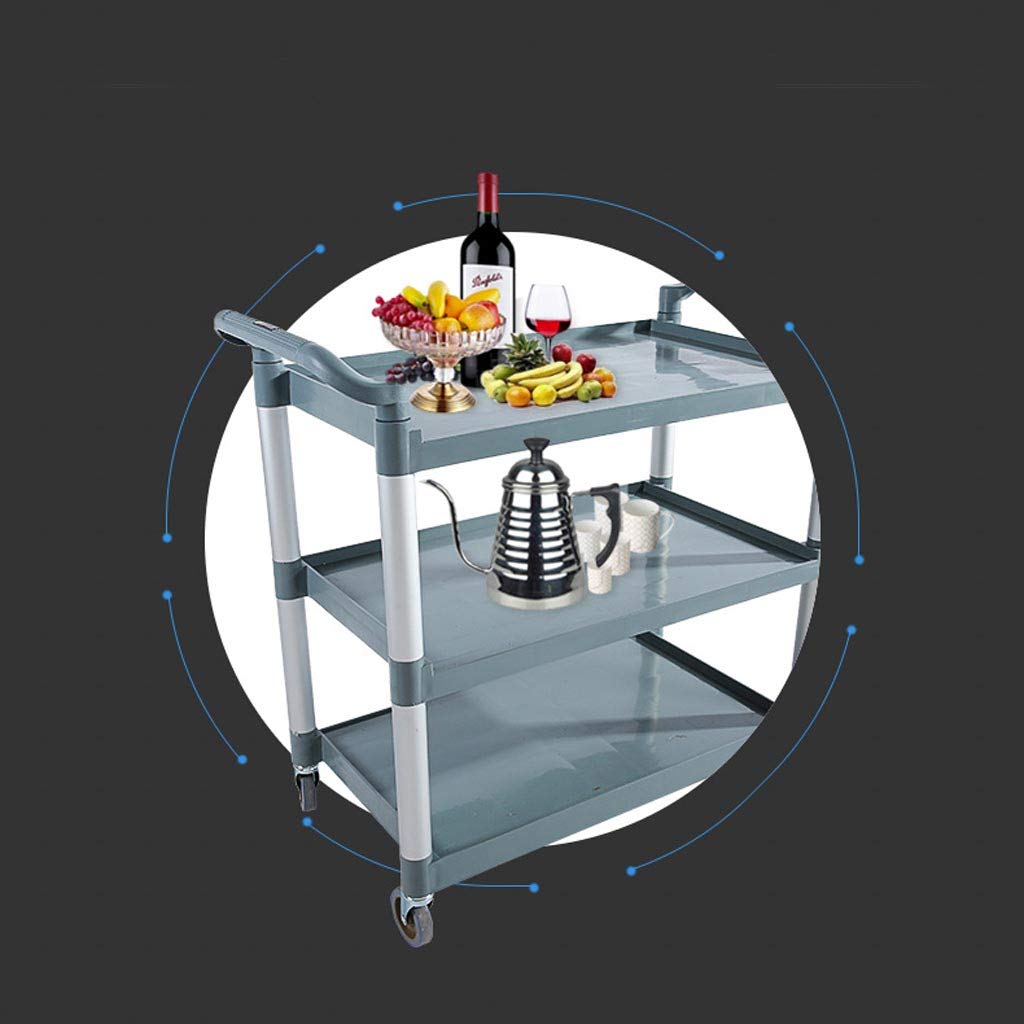 Carro de Almacenamiento Espesar Plástico Hotel Recoger un Vagón Comedor, Recoger un Tazón, Recolección de Vehículos, Plato Tres Pisos Servicio de Comidas Carro/Black