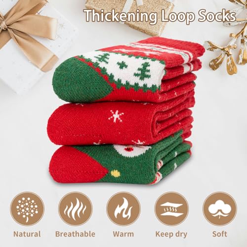 Image of Time May Tell Merino Wool Socks for Women Thick Thermal Winter Warm Hiking Boot Work Cushion Socks 3 Pairs
