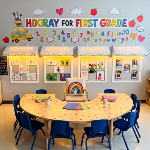 Image of Boao 4 Pcs 3D Cardboard Classroom Awning Back to School Notebook Awning