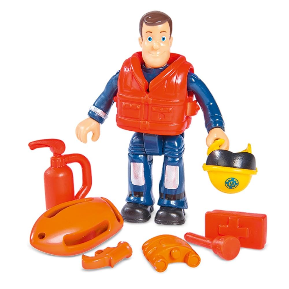 SIMBA 109251051038 Feuerwehrmann Sam Hydrus Mit Figur 20 cm Offizielles lizensiertes Feuerwehrfahrzeug fährt mit 6 Rädern, kann auf dem Wasser Schwimmen; Feuerwehrmann Spielen, Geschenk für Kinder ab