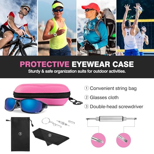 Image of MoKo Semi Hard Shell Sunglasses Case, Unisex Protective Eyeglass Case Glasses Case Holder with Metal Hanging Hook