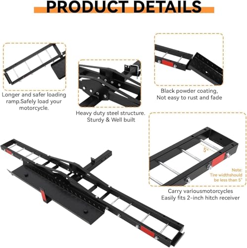 image for GAOMON Heavy-Duty Steel Motorcycle Hitch Carrier for Car, Truck & SUV 