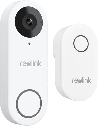 REOLINK Timbre de video de 5 MP con timbre, visión 34 de la cabeza a los pies, vista de 180, Wi-Fi de 52.4 GHz, audio de 2 vías, detección de