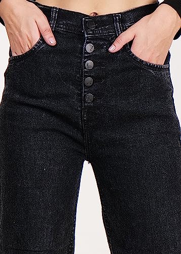 Image of High Waist Bell Bottom Women Denim Jeans |Regular Fit Casual Wear /Office Wear| Jeans with Front 5 Button| Comfy Stylish Trendy Bell Bottom