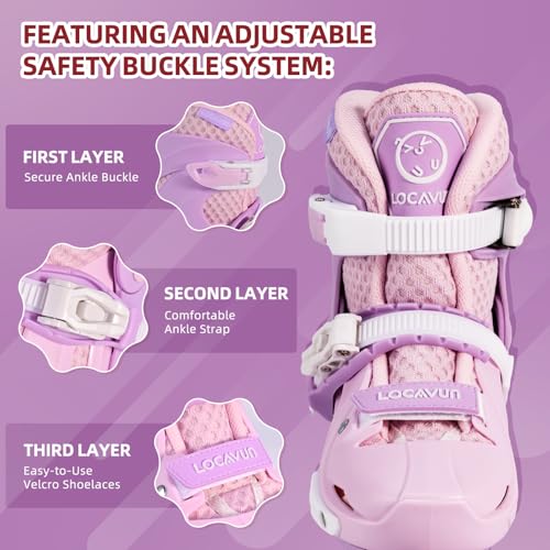 Locavun Inliner Kinder 4 Größen Verstellbare Inline Skates für Mädchen Größe 26-29 29-34 30-35...