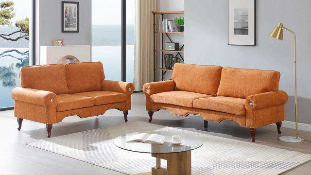 sofa 美品★ Amazon.com: ZX Design 84.6'' Loveseat Sofa, Chenille Modern